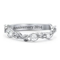 Leaf Band Ring with Gemstones