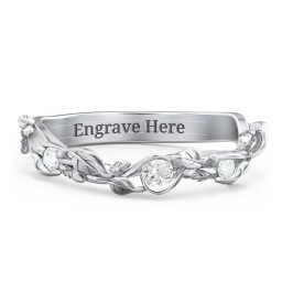 Leaf Band Ring with Gemstones