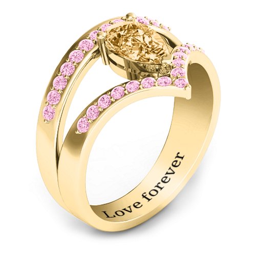 Point Of Elegance Ring – 14K Yellow Gold with Fancy Yellow Premium Zirconia and Fancy Pink Premium Zirconia