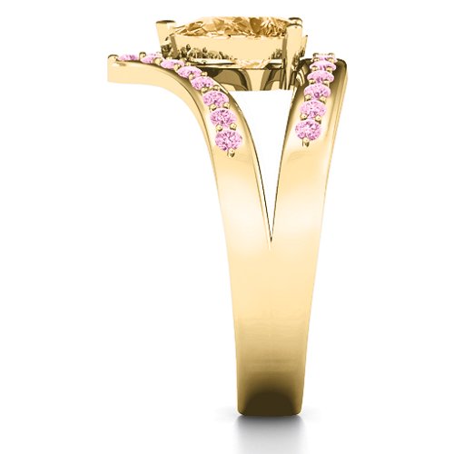 Point Of Elegance Ring – 14K Yellow Gold with Fancy Yellow Premium Zirconia and Fancy Pink Premium Zirconia
