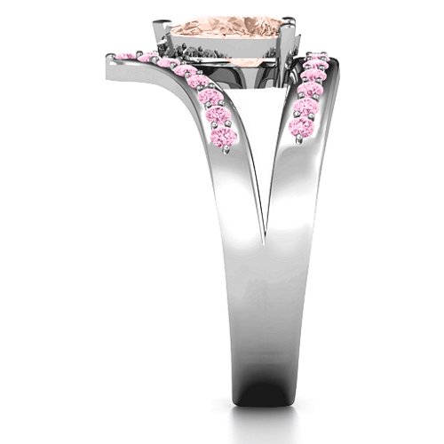 Point Of Elegance Ring – Sterling Silver with Morganite and Fancy Pink Premium Zirconia