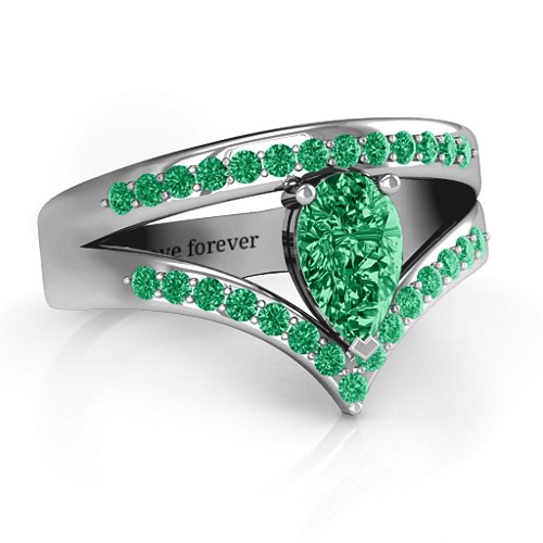 Point Of Elegance Ring – Sterling Silver with Emerald and Green Premium Zirconia