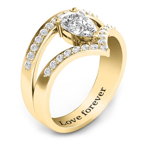 Point Of Elegance Ring – 10K Yellow Gold with White Premium Zirconia