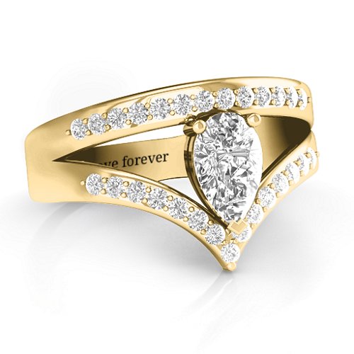 Point Of Elegance Ring – 10K Yellow Gold with White Premium Zirconia