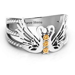 Sparkling Swan Ring in 925 Sterling Silver with Citrine