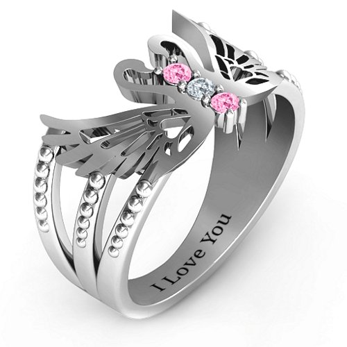 Sparkling Swan Ring – Sterling Silver with Pink Tourmaline and Cubic Zirconia