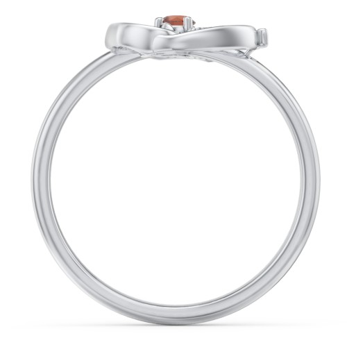 Butterfly Baby Feet Ring – Sterling Silver with Garnet