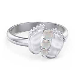 Baby Feet Birthstone Ring