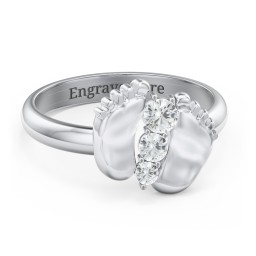 Baby Feet Birthstone Ring