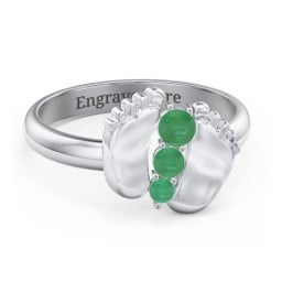 Baby Feet Birthstone Ring