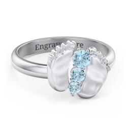Baby Feet Birthstone Ring