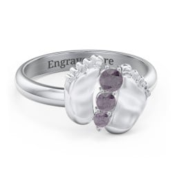 Baby Feet Birthstone Ring