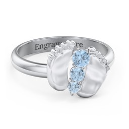 Baby Feet Birthstone Ring