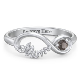 Infinite Bond Mum Ring in 925 Sterling Silver with Smokey Quartz