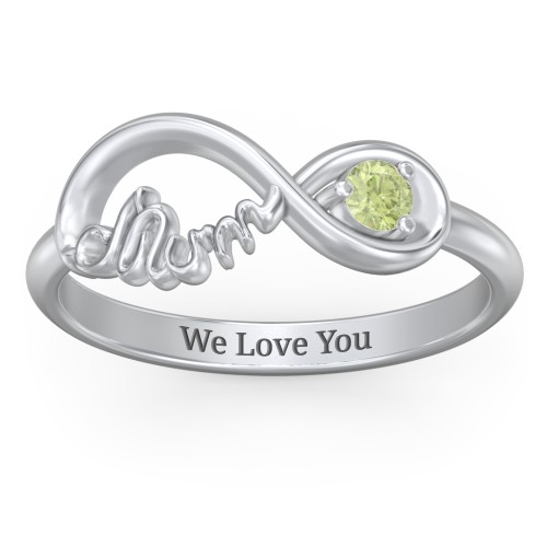 Infinite Bond Mum Ring – Sterling Silver with Peridot