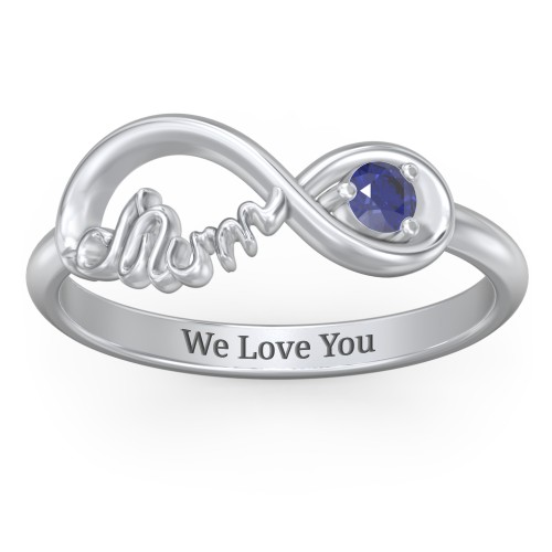 Infinite Bond Mum Ring – Sterling Silver with Blue Sapphire