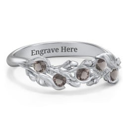 Organic Leaf Five Stone Family Ring