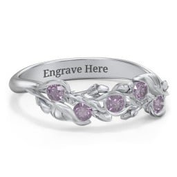 Organic Leaf Five Stone Family Ring
