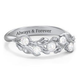 Organic Leaf Five Stone Family Ring