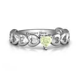 Enchanting Love Promise Ring in 925 Sterling Silver with Peridot