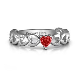 Enchanting Love Promise Ring in 925 Sterling Silver with Garnet