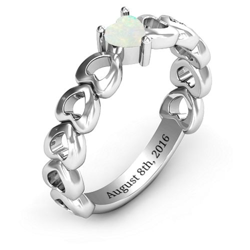 Enchanting Love Promise Ring – Sterling Silver with Opal