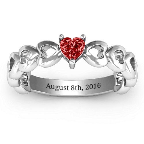 Enchanting Love Promise Ring – 10K White Gold with Garnet