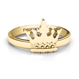 Royal Family Princess Tiara Ring in 14K Solid Yellow Gold with Garnet