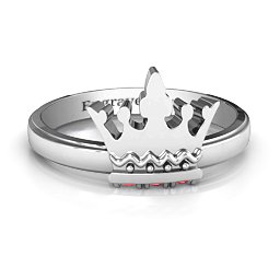 Royal Family Princess Tiara Ring in 925 Sterling Silver with Garnet