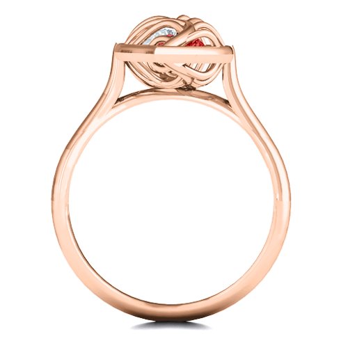 Mint to Be Cage Leaf Ring – 10K Rose Gold with Garnet and Cubic Zirconia