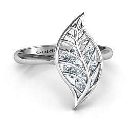 Mint to Be Cage Leaf Ring in 925 Sterling Silver with Cubic Zirconia