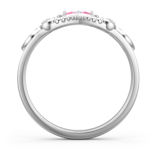 Fairytale Princess Tiara Ring – Sterling Silver with Pink Tourmaline, Amethyst, and White Premium Zirconia
