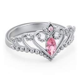 Heart Tiara Ring with Marquise Gemstone