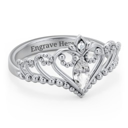 Heart Tiara Ring with Marquise Gemstone