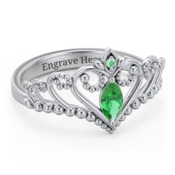 Heart Tiara Ring with Marquise Gemstone