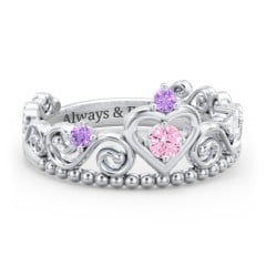 Multi Gemstone Tiara Ring with Scroll and Bead Detailing