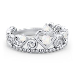 Multi Gemstone Tiara Ring with Scroll and Bead Detailing