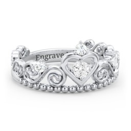 Multi Gemstone Tiara Ring with Scroll and Bead Detailing