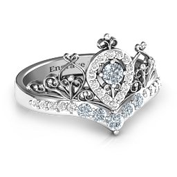 Queen Of My Heart Tiara Ring in 925 Sterling Silver with Cubic Zirconia and White Premium Zirconia