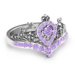 Queen Of My Heart Tiara Ring in 925 Sterling Silver with Amethyst and Amethyst Premium Zirconia