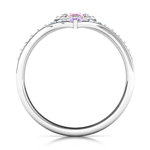 Queen Of My Heart Tiara Ring – Sterling Silver with Pink Tourmaline, Amethyst, Cubic Zirconia, and White Premium Zirconia