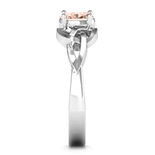 Trinity Knot Oval Gemstone Ring – Sterling Silver with Morganite