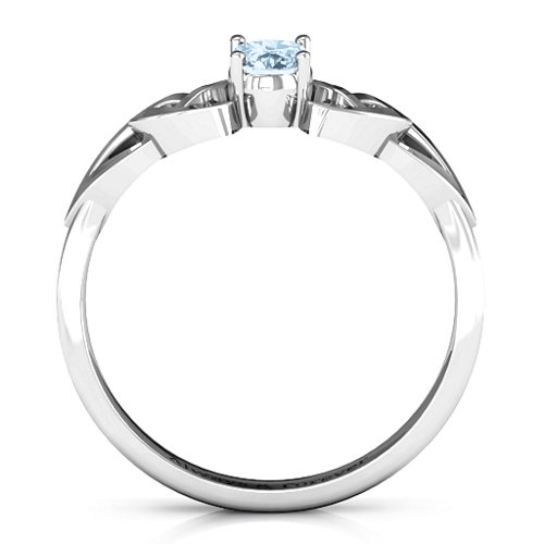 Trinity Knot Oval Gemstone Ring – Sterling Silver with Aquamarine