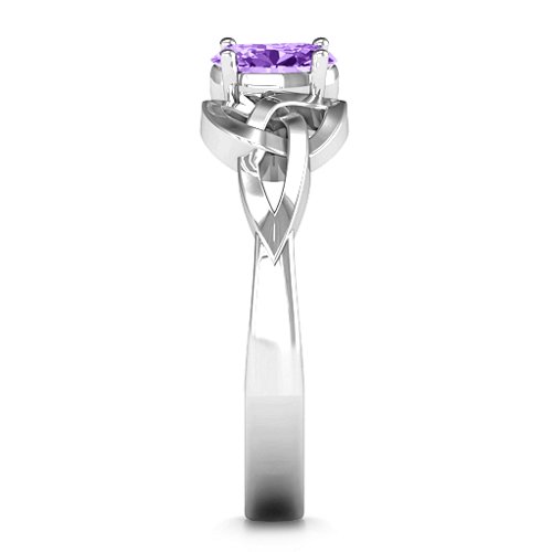 Trinity Knot Oval Gemstone Ring – Sterling Silver with Amethyst