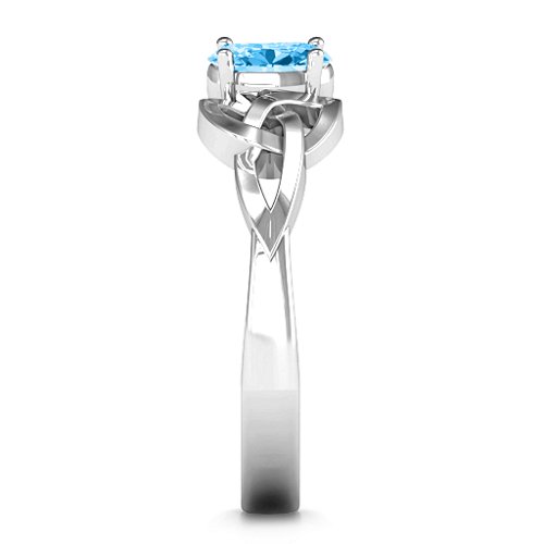 Trinity Knot Oval Gemstone Ring – Sterling Silver with Blue Topaz