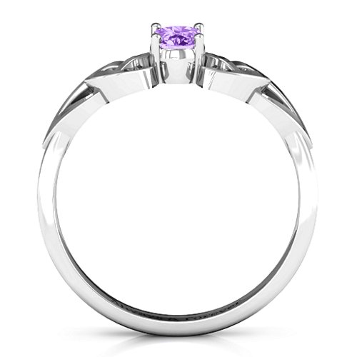 Trinity Knot Oval Gemstone Ring – Sterling Silver with Amethyst