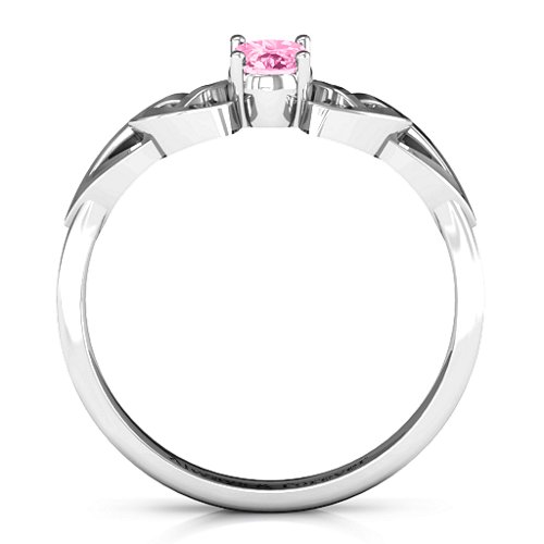 Trinity Knot Oval Gemstone Ring – 10K White Gold with Pink Tourmaline