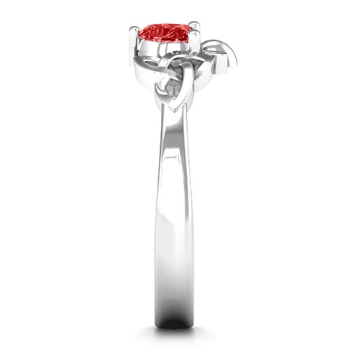 Trinity Knot Heart Crown Ring – Sterling Silver with Garnet