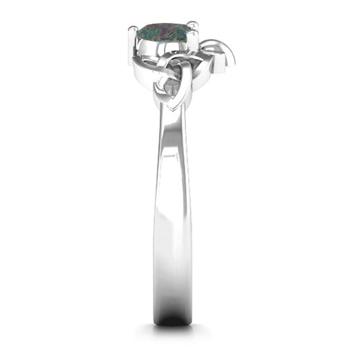 Trinity Knot Heart Crown Ring – Sterling Silver with Alexandrite
