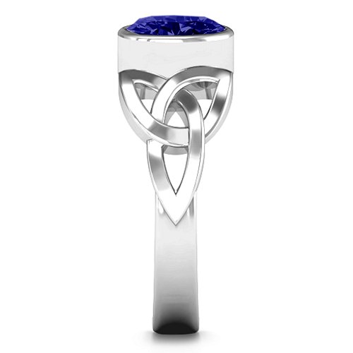 Trinity Knot Ring With Bezel-Set Oval Stone